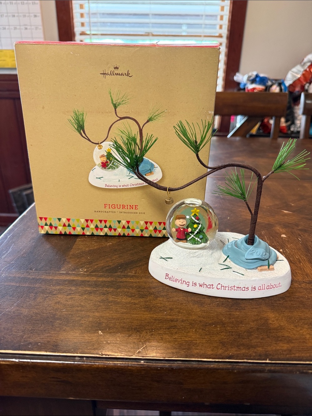 Hallmark Peanuts Gallery Believing is what Christmas is all about globe figurine